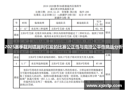 2025赛季裁判错漏判引发的比赛公正性与竞技公平性挑战分析