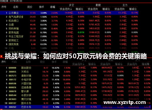 挑战与荣耀:如何应对50万欧元转会费的关键策略 挑战与荣耀:如何应对50万欧元转会费的关键策略